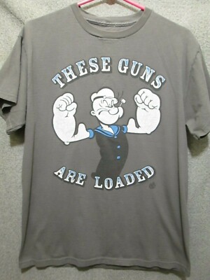POPEYE ''THESE GUNS ARE LOADED'' GRAPHIC NOVELTY MEN'S T-SHIRT ADULT MEDIUM