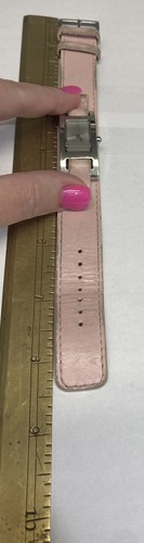 Women's DKNY Watch Silver Tone Pink Wide Leather Bund Band New Battery - Picture 3 of 9