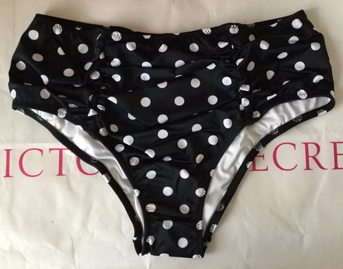 New Victoria's Secret Swim Small High Waist Black & White Bikini Bottom #1558 - Picture 3 of 3