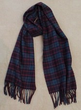 Charter Club vintage scarf, maroon  gray plaid, 100 acrylic, 14" x 70", unisex