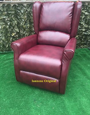 POLTRONA RELAX ALZA PERSONE IN ECOPELLE BORDEAUX MOTORE TEDESCO