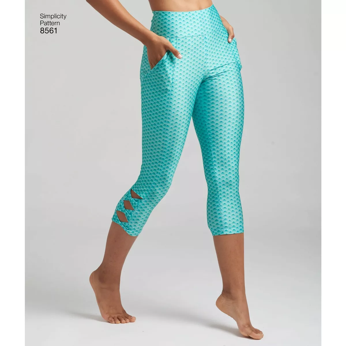 Blue Patterned Women's Capri Yoga Pants