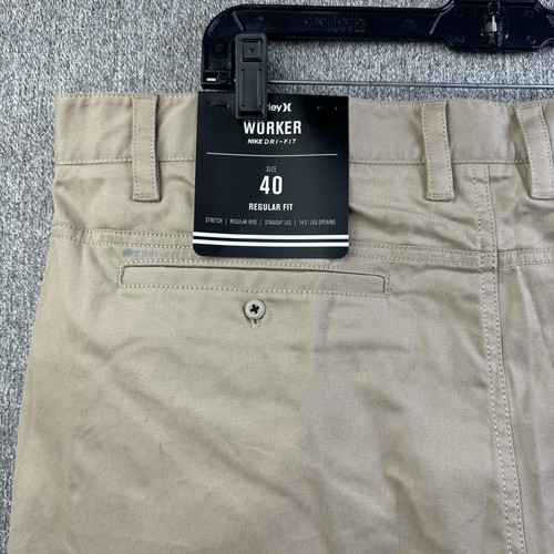 Hurley Nike Dri Fit Khaki Worker Pants Regular Fit Straight Leg Men’s Size 40 - Picture 4 of 10