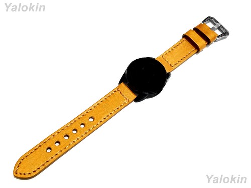 Gold Brushed Leather Stitched Band for Garmin Vivomove Luxe, Sport, Style -B20 - Foto 7 di 9