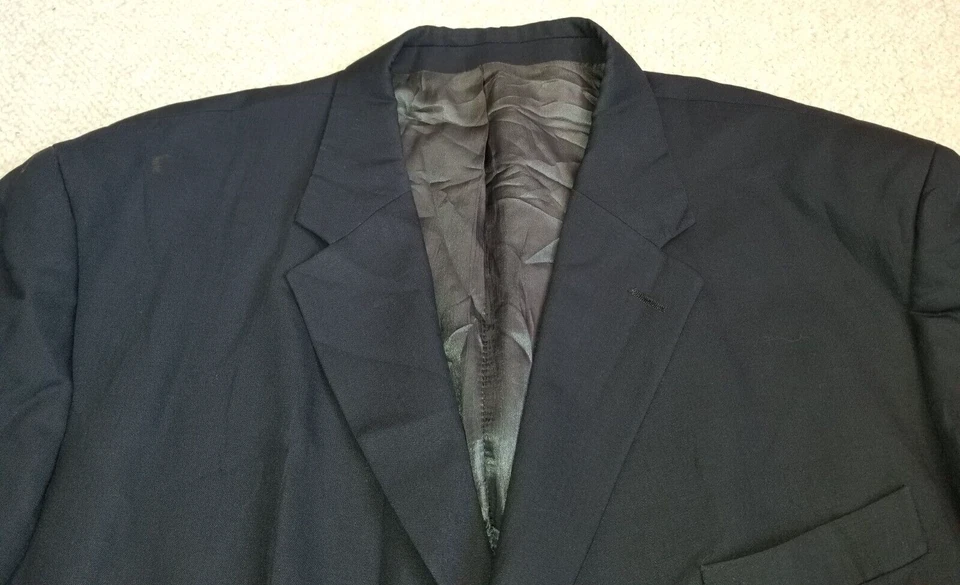 Blazer Hombre-EMANUEL UNGARO-azul Marino 100% Lana Forrado 3 Botones-52R Foto 2 de 4