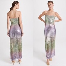 NWT LOVESHACKFANCY Grand Disco Ombre Sequined Maxi Dress Sz 10