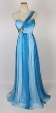 Size 12 Tony Bowls 500 Long Gown Prom Formal Turquoise 1 Shoulder Dress Cruise