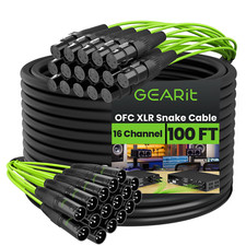 16-Channel XLR Snake Cable 100 Ft - 100 Oxygen-Free Copper Snake Wire, Channe