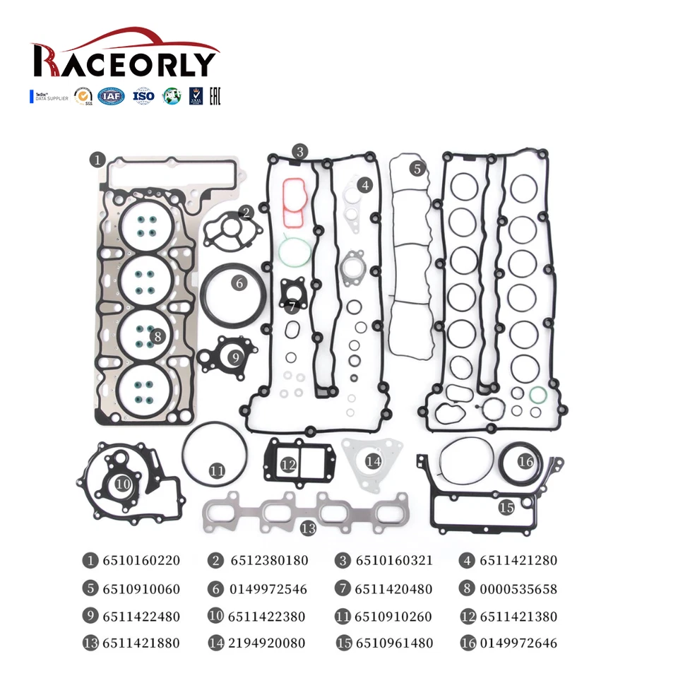 RACEORLY Rebuild Gasket Kit For Mercedes-Benz C200 E250 CDI Viano Vito 2.1 OM651 Foto 3 de 3
