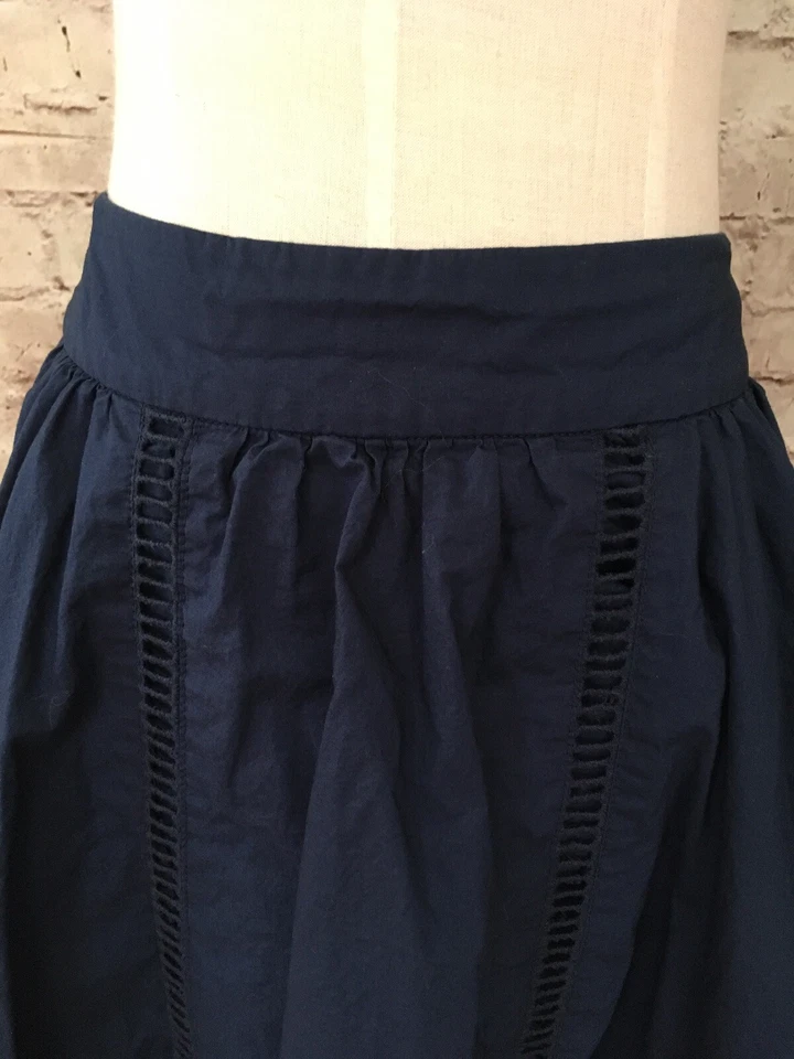 Joe Fresh 女式 A 字裙 2 码深蓝色棉质孔眼装饰弹性腰围  — 第 4/4 张图片