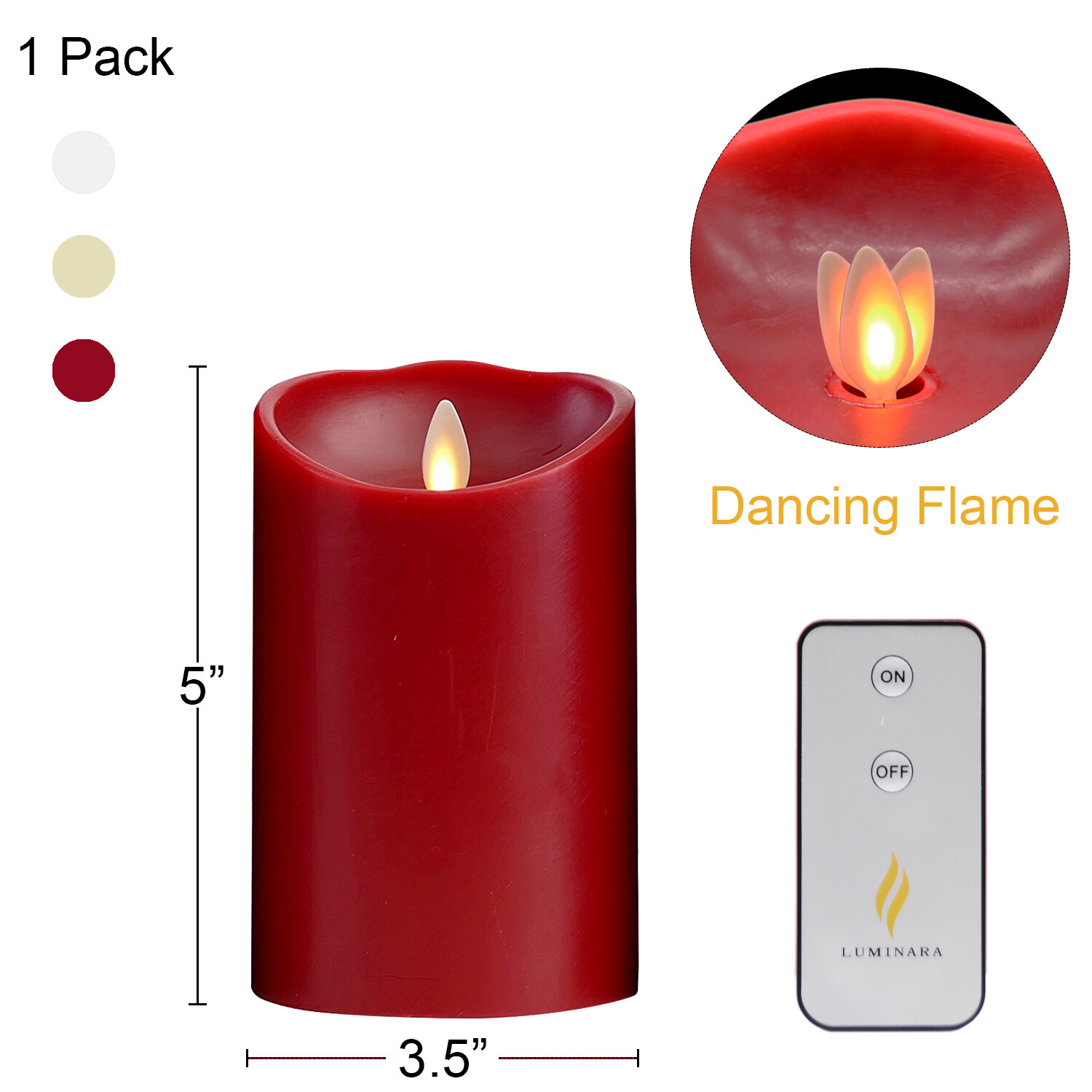 Luminara Moving Flame Flickering Pilllar LED Red Candles with Timer eBay