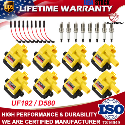 For GM LS1 LS6 97-05 UF192 High Performance 8*Ignition Coil & Spark Plug & Wries