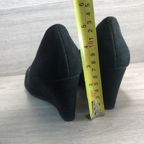 Damen Frauen schwarz Leder Wildleder Slipper f & f empfindliche Sohle Keilabsatz UK 6 - Bild 13 von 13