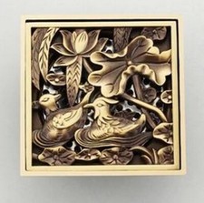 Antique Brass Carved Square Shower Drain Floor Waste Drain Cover Strainer shr028