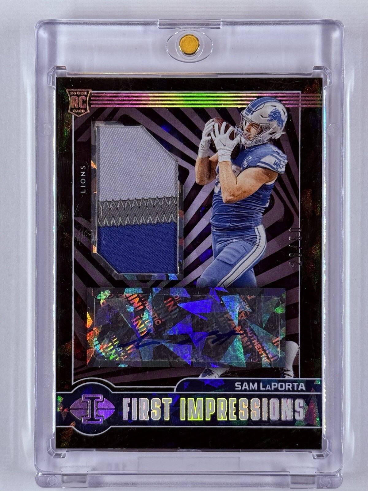 2023 Panini Illusions - First Impressions Black #131 Sam Laporta /50 Patch Auto