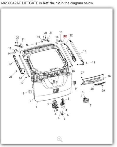 NEW Genuine OEM Hatch Lift Support for 2017-2025 Chrysler Pacifica 68230342AF - Bild 1 von 3