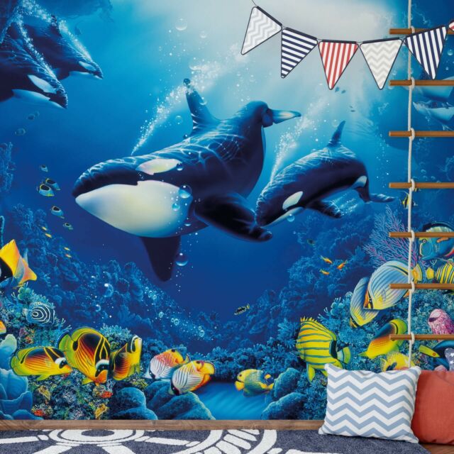 Photo Wallpaper KILLER WHALE ORCA Wall Mural 366x254cm BLUE SEA LIFE OCEAN  for sale online | eBay