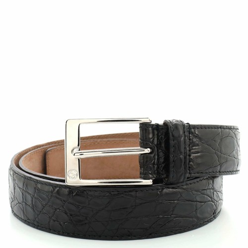 Gucci Square Buckle Belt Crocodile Thin 