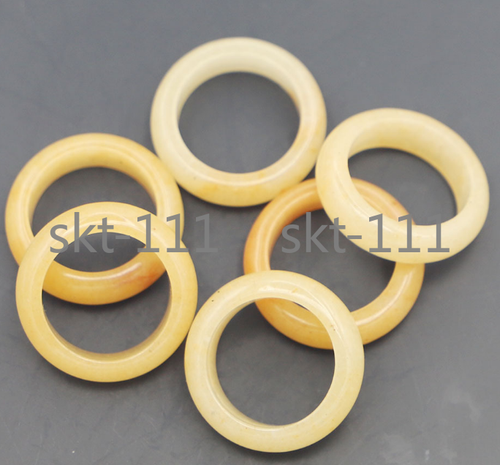 Natural Genuine Real yellow Golden Silk Jade Band Ring Size 7-10# Health Healing - Picture 2 of 3