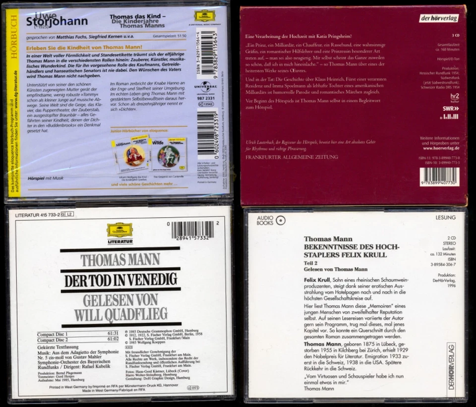Thomas MANN★4 Hörbücher★KÖNIGLICHE HOHEIT★FELIX KRULL★TOD IN VENEDIG★DAS KIND★CD - Bild 2 von 4