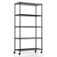 5-Tier Storage Shelving Unit 1250 Lbs Loading Capacity Black 1 or 2 Pack