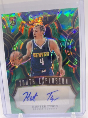 2023-24 Panini Select Hunter Tyson Youth Explosion Green Cracked Ice Auto (C336)