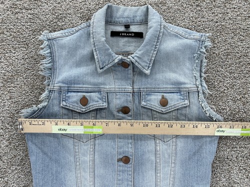 J Brand Faith Sleeveless Deconstructed Denim Vest Light Wash Size Small USA Made - Picture 12 of 13