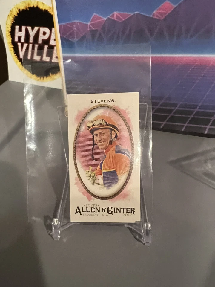 Allen Ginter Red Mini Brooklyn Back 2017 SSP/25 Gary Stevens carreras de caballos # 59 Foto 2 de 3