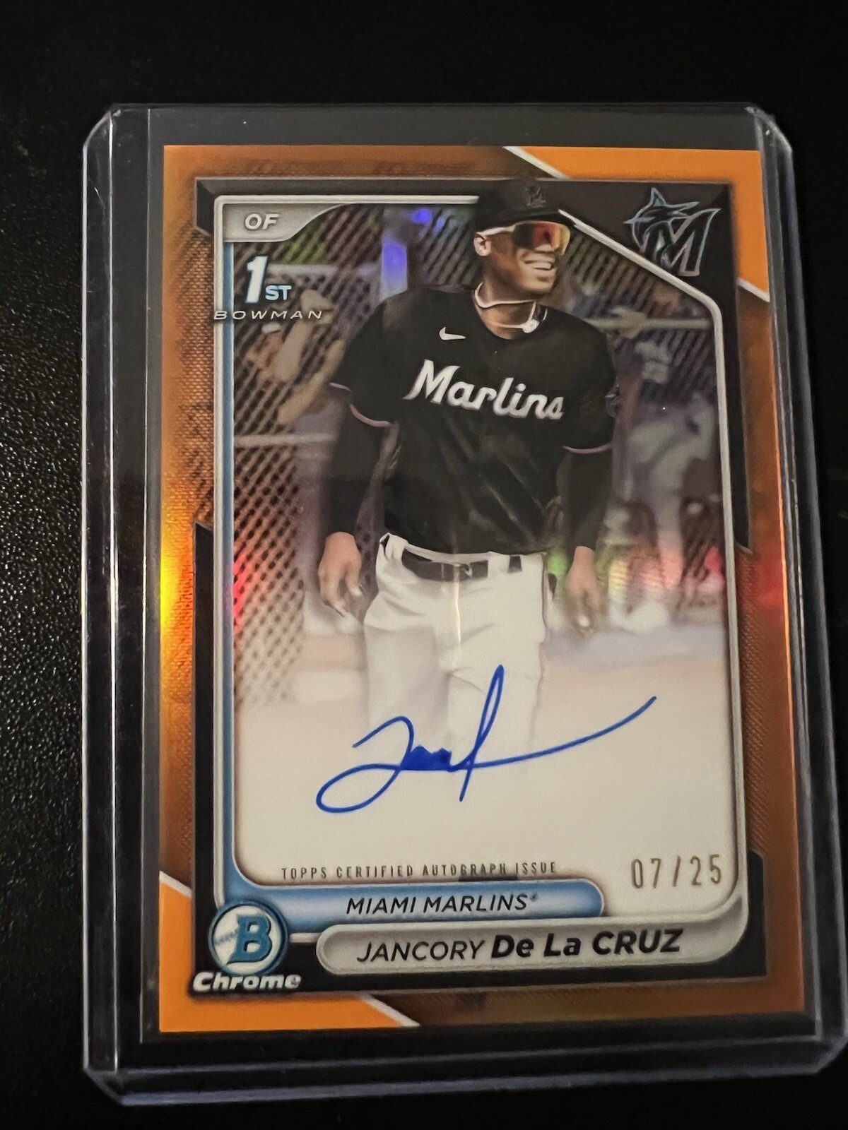 Jancory De La Cruz 2024 1st Bowman Chrome Auto Orange Refractor  /25 RC SSP