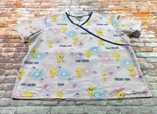 Baby Looney Tunes Ladies Scrub Top L Large Tweety Bird Medical Nurse Womens