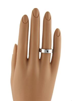 Cartier Love 1 Black Diamond 18k White Gold 5.5mm Band Ring Size