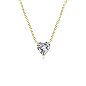 Authentic BRAND Lafonn Gold Plated 2CTW Heart Solitaire Pendant Necklace N0277CLG20