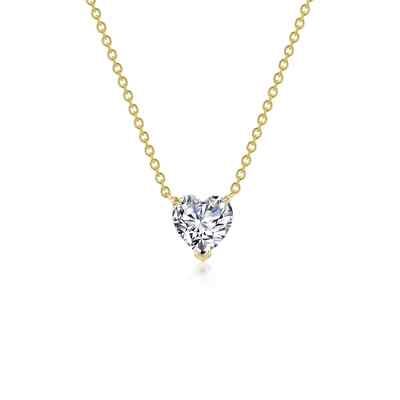 BRAND NEW Lafonn Gold Plated 2CTW Heart Solitaire Pendant Necklace N0277CLG20