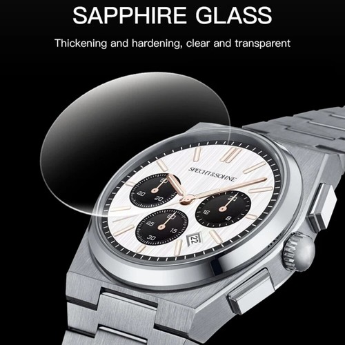 Orologi Cronografo Quarzo Uomo Japan VK63 Movimento Cristallo Zaffiro Impermeabile - Foto 8 di 22