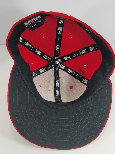 Cleveland Indians Fitted Hat - Adult 7 1/8 (Red) New Era Embroidered Block C - Picture 9 of 12