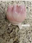 Fenton Rosalene Pink & White  Rose Bowl 4.25 VTG 3 Toe Piece Vase