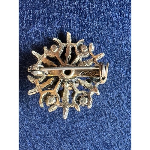 Broche prendedor vintage firmado CORO rosa azul vidrio estrás flor - Imagen 6 de 6