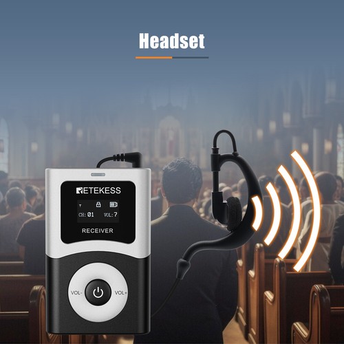 RETEKESS T130U Tour Guide System Wireless Transmitter 2 Receiver Travel Church - Photo 8 sur 14