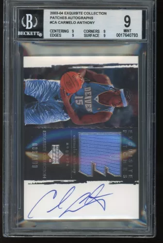 2003 UD Exquisite #CA Carmelo Anthony Rookie Patch Auto True BGS 9 One Higher