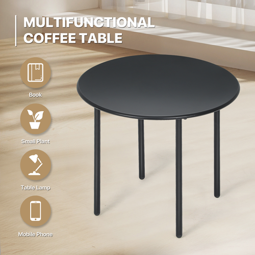 20" Round End Side Table Steel Black Coffee Table Living Room Bedroom w/4 Legs - 第 9/10 張圖片