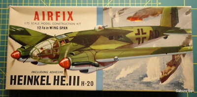 Airfix Heinkel He 111 1/72 - Kit Maquette 1962 - Complet - Très Bon état