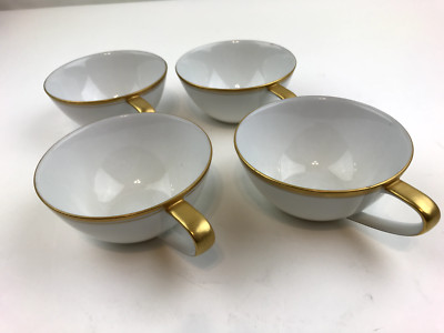 Noritake Bradford Tea Cups 5182 Set of 4 With Gold Rims & Gold Handles Excellent