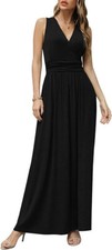 NWT $38 SZ 2XL CATHY Sleeveless Deep V-Neck Long Dress Beach MAXI W/POCKETS