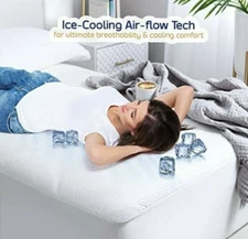 Cooling Mattress Protector Waterproof Fitted Mattress Cover Elastic All around
