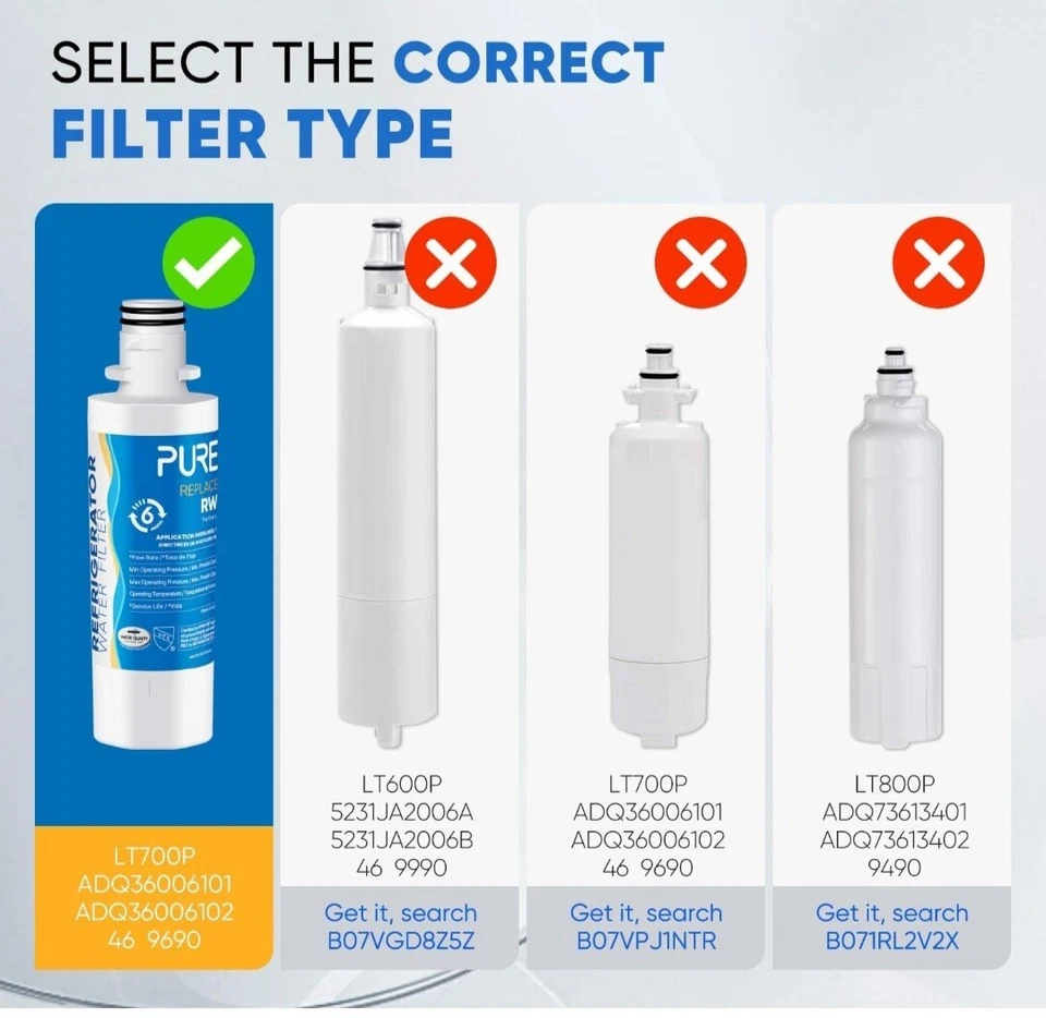 PUREPLUS ADQ747935 water filter for LG Kenmore Elite 9980 RWF4700AC 3 pk & filte - Image 3 of 4