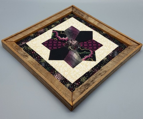 Rustic Framed Quilt Block in Purple American NC Folk Art by Rob & Geneva Auberry - Picture 2 of 8