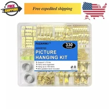 330Pcs Picture Hangers, Picture Hanging Kit, Picture Hanging Hooks Holds 10-75Lb