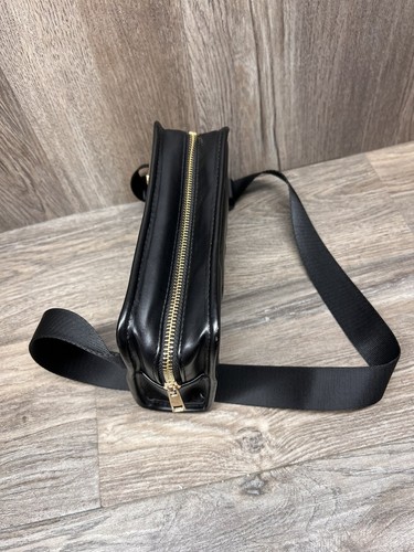 Amanda Uprichard Rectangle Quilted Pleather Black Gold Crossbody Belt Bag Women - Picture 3 of 5