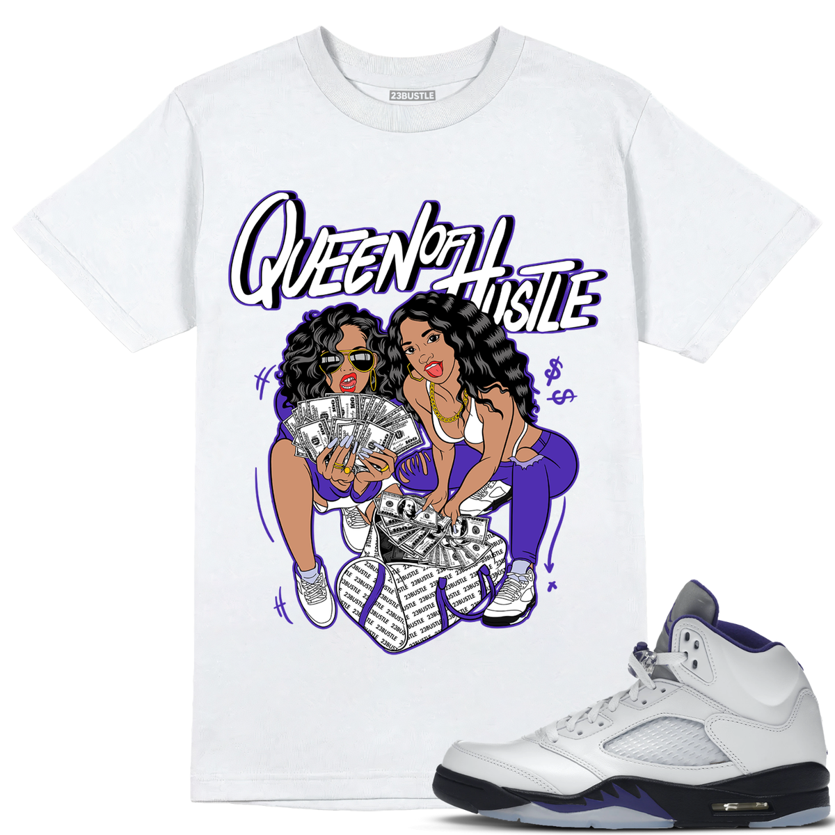 Shirt to Match Jordan Dark Concord 23Bustle Queen Of Hustle Graphic Tee