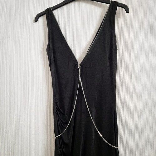 KAREN MILLEN Chain Zip Womens Maxi Dress - Black - Sleeveless - Long - UK Size 8 - Picture 4 of 5